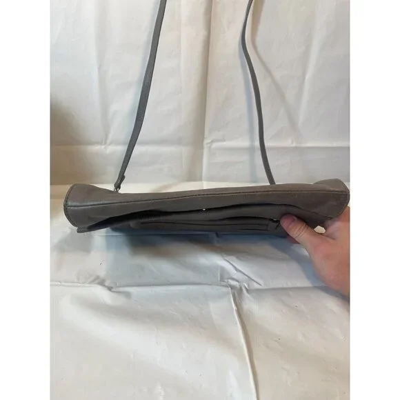 Trina TURK Gray Leather Bag Shoulder Crossbody with Handle Magnetic - Picture 7 of 13